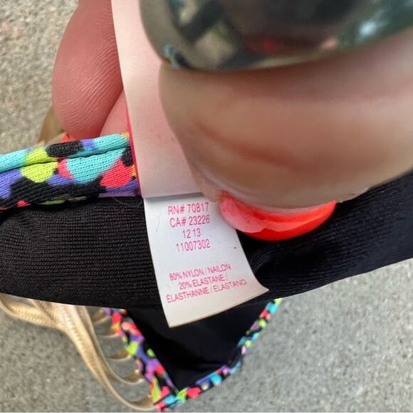 Victoria’s Secret 36C Gold Strappy Back Neon Color Dot Underwire Bandeau Bikini - Picture 5 of 5